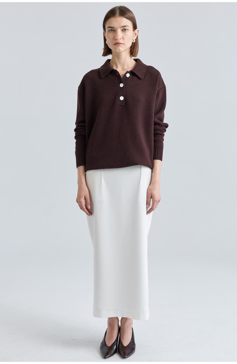 Almina Concept Polo Wool Sweater, Alternate, color, Dark Brown