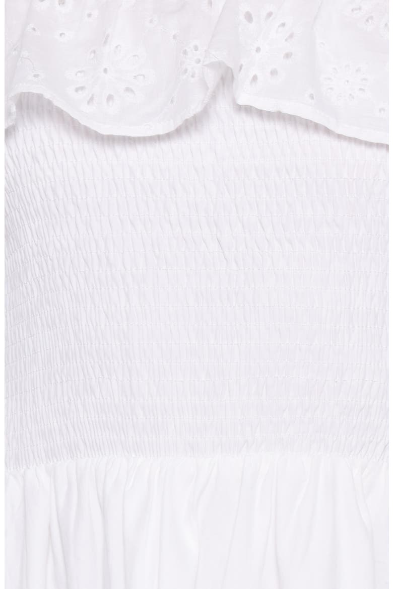Gilbert Eyelet Ruffle Strapless Maxi Dress, Alternate, color, WHITE