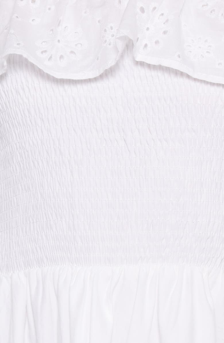 Petal & Pup Gilbert Eyelet Ruffle Strapless Maxi Dress, Alternate, color, White