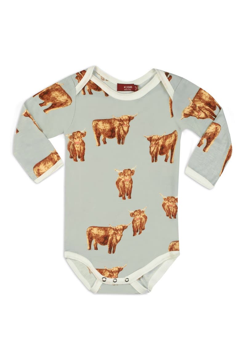 Long Sleeve One Piece, Main, color, Highland Cow