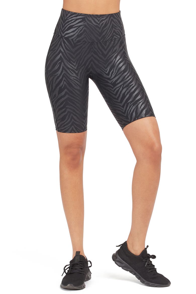 Faux Leather Bike Shorts, Main, color, ZEBRA