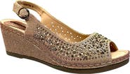 NINETY UNION Anita Crystal Embellished Slingback Wedge Sandal
