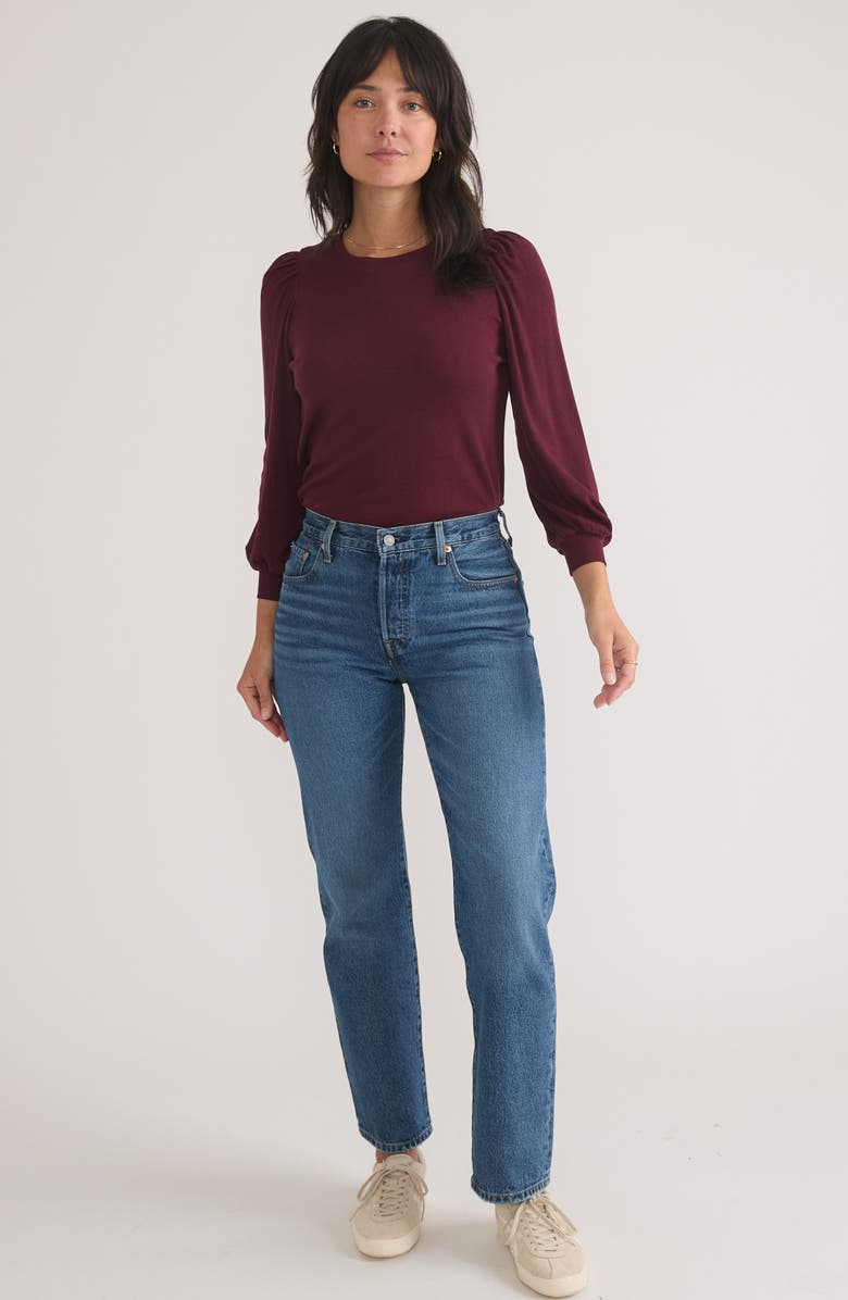 Marine Layer Lexi Puff Sleeve Rib Top, Alternate, color,