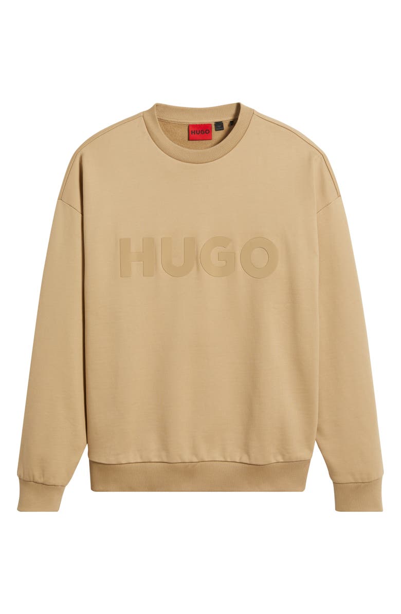 HUGO Dinex Cotton French Terry Crewneck Sweatshirt, Alternate, color, Medium Beige