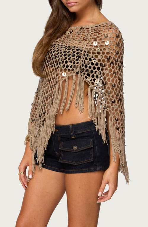 Edikted Open Stitch Sequin Fringe Poncho In Multi