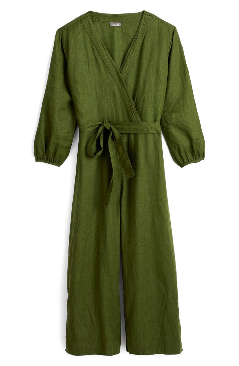 J.Crew Point Sur Faux Wrap Linen Jumpsuit, Alternate, color, 