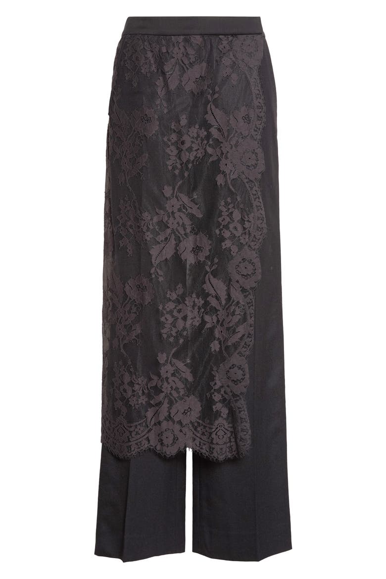 Valiant Lace Wrap Stretch Wool Straight Leg Pants, Main, color, BLACK