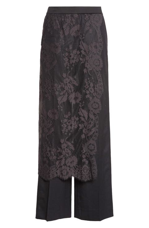 Valiant Lace Wrap Stretch Wool Straight Leg Pants