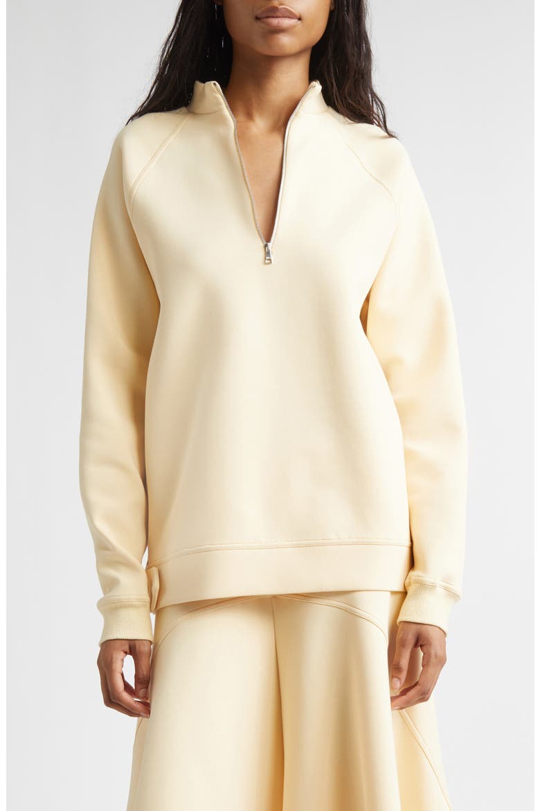 Cotton Blend Scuba Knit Half Zip Pullover, Main, color, STRAW