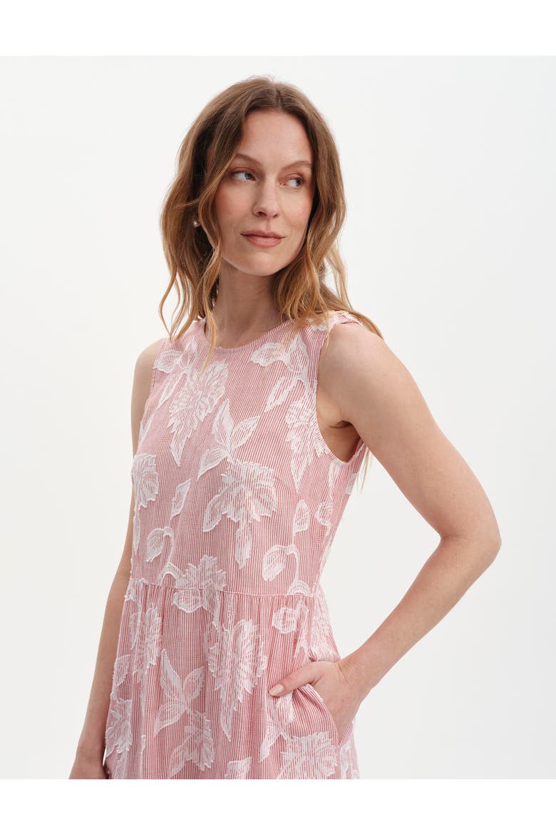 Hollie Sleeveless Tiered Midi Dress, Alternate, color, Red Floral Stripe