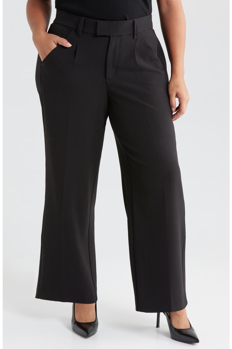 Skyrise Pleated Wide Leg Pants, Main, color, BLACK