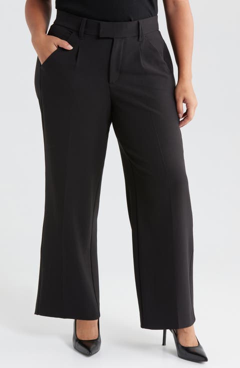 'Ab'Solution Skyrise Pleated Wide Leg Pants (Plus)