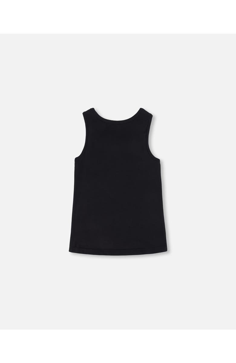 Deux par Deux Little Girl's Organic Cotton Tank Top With Knot Black, Alternate, color, 