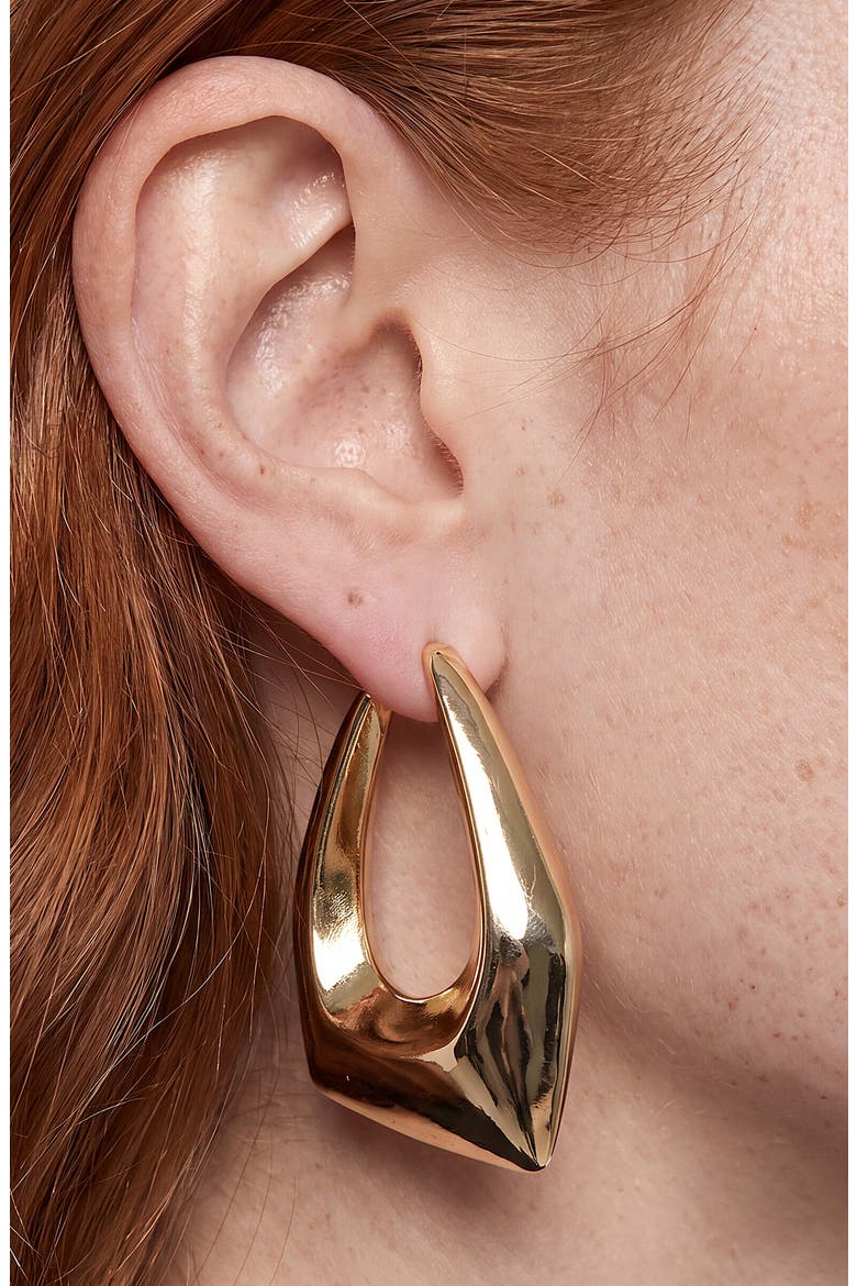 Large Geometric Hoop Earrings, Alternate, color, GOLD