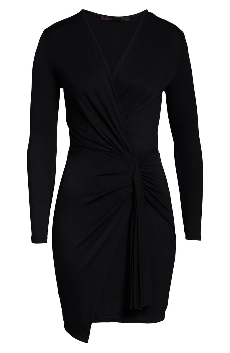 Fraiche by J Long Sleeve Ruched Faux Wrap Minidress, Alternate, color, 