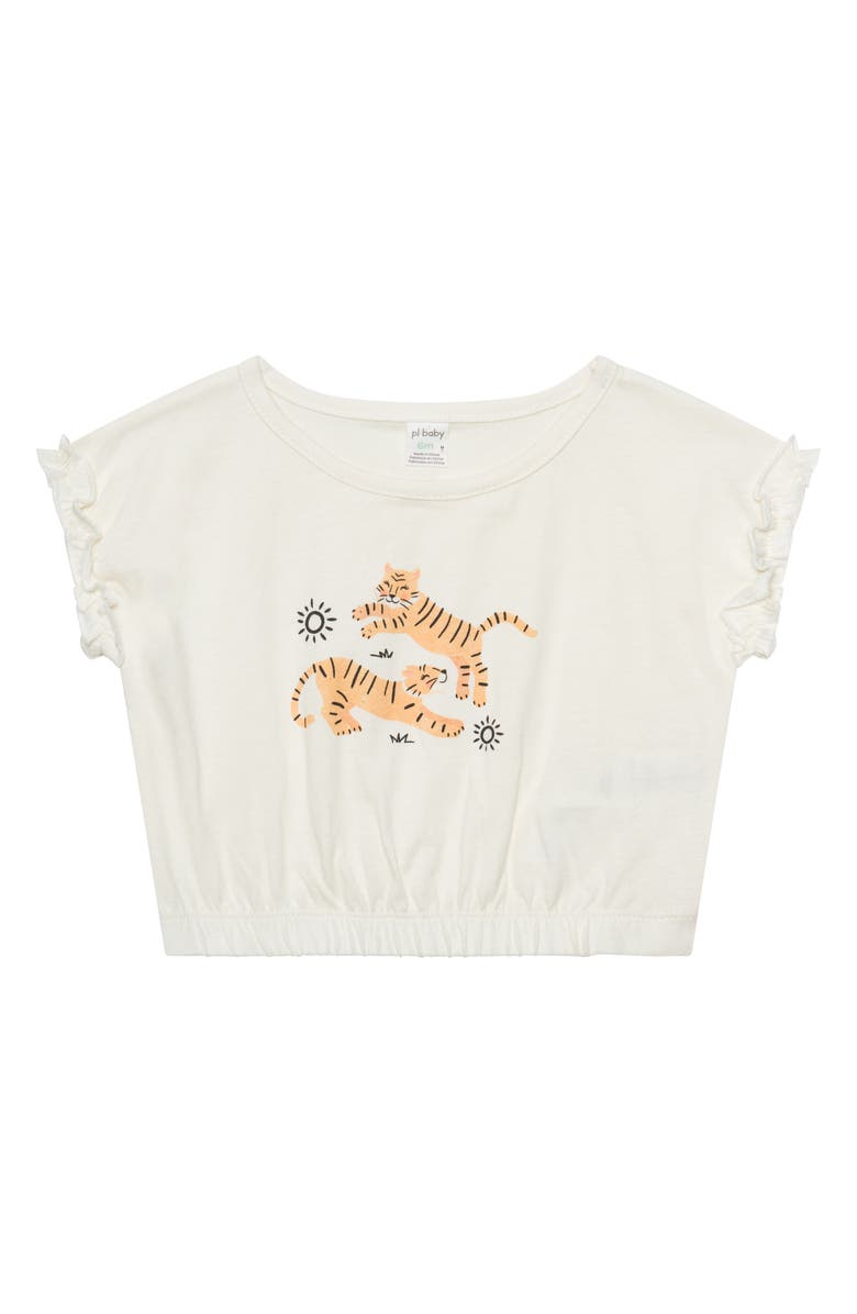 PL Baby by Petit Lem Floral T-Shirt, Shorts & Headband Set, Alternate, color, Tiger