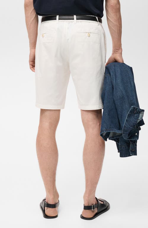 Mango Slim Fit Flat Front Bermuda Chino Shorts In White