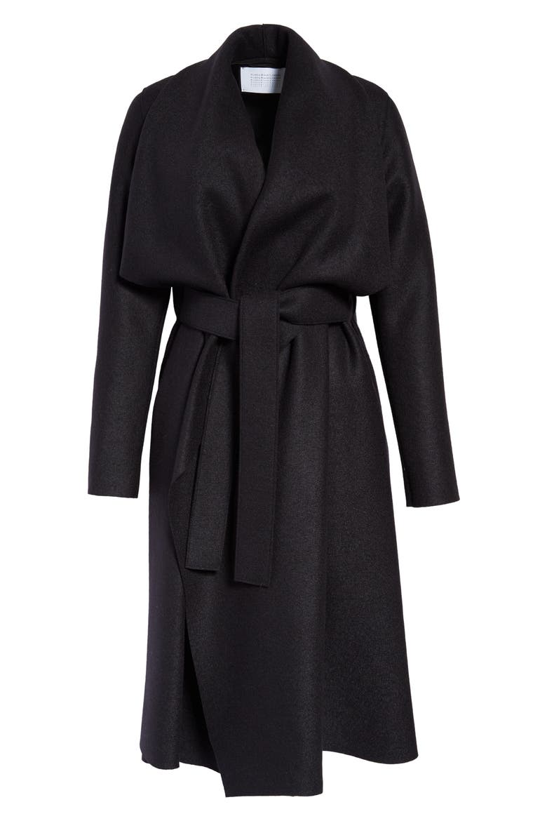 Belted Wool Coat, Main, color, BLACK