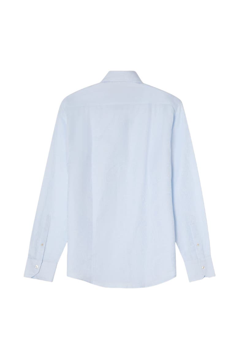 Reynolds Paisley Jacquard Cotton Linen Blend Shirt in Contemporary fit, Alternate, color, Light Blue