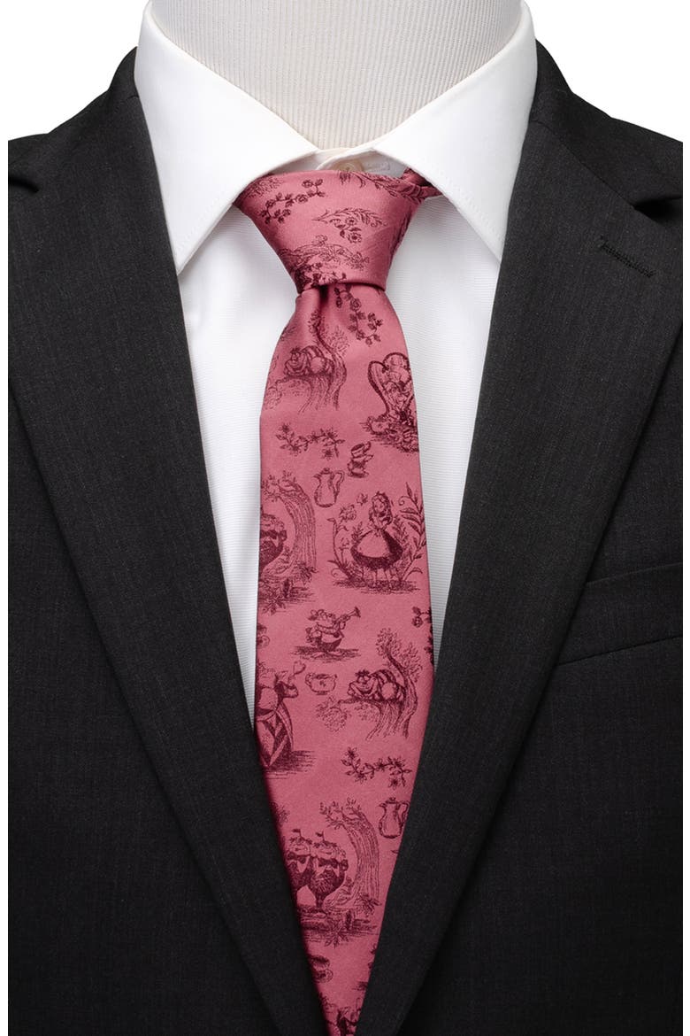 Alice in Wonderland Silk Tie, Alternate, color, RED