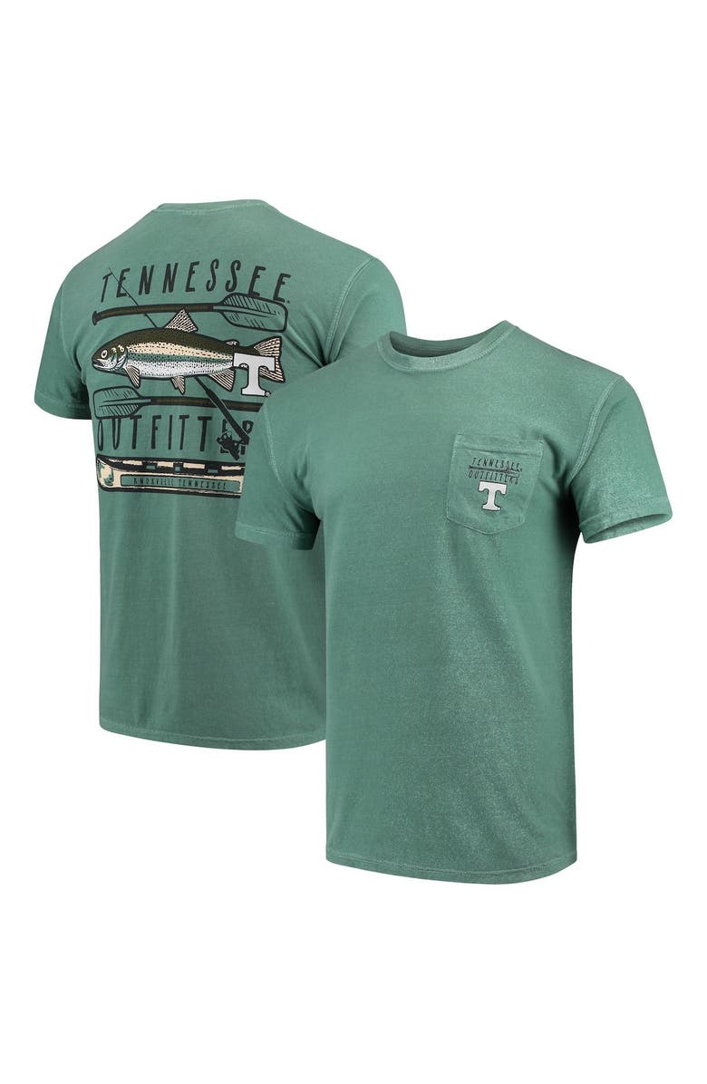 IMAGE ONE Men's Green Tennessee Volunteers Fishing Stack Comfort Colors Pocket T-Shirt, Main, color,