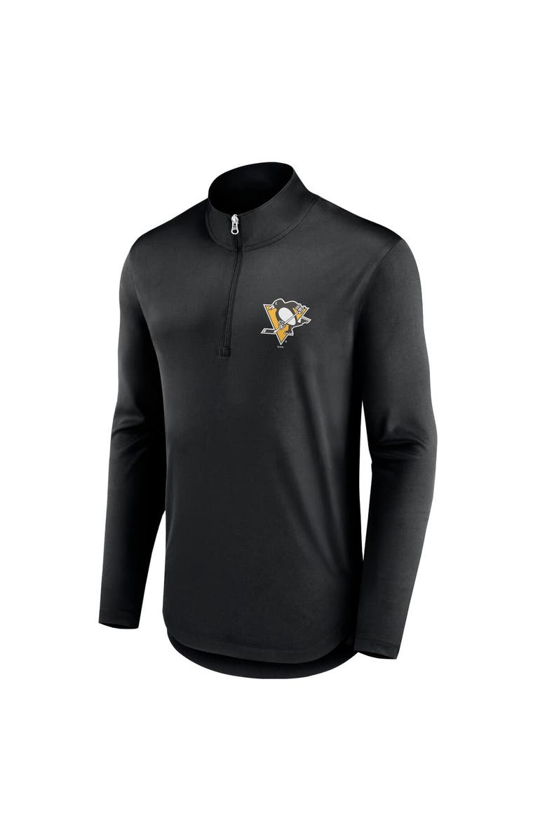 FANATICS Men's Fanatics Branded Black Pittsburgh Penguins Mock Neck Quarter-Zip Top, Alternate, color,