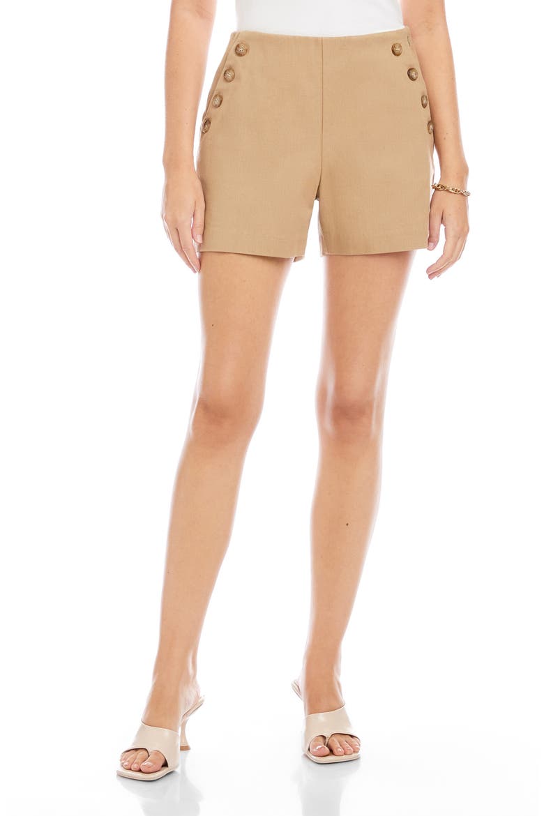 Button Pocket Stretch Cotton Twill Shorts, Main, color, KHAKI