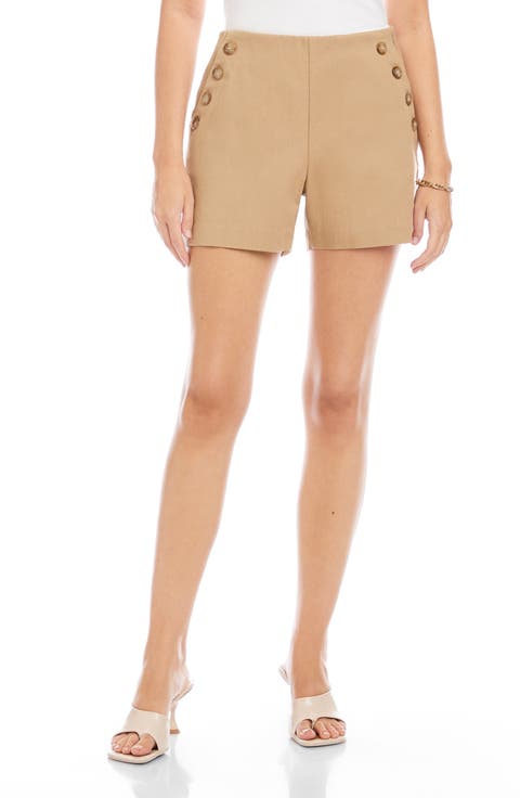 Button Pocket Stretch Cotton Twill Shorts