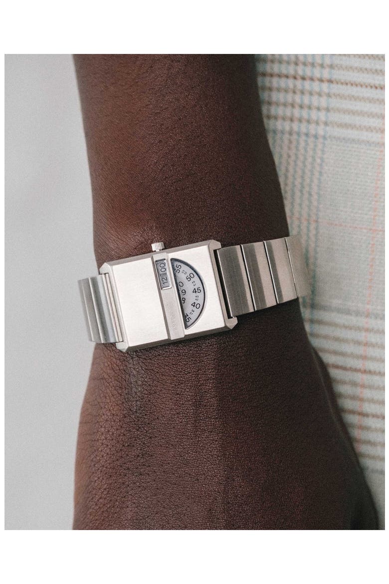Pulse Tandem Stainless Steel Bracelet Watch, 26mm, Alternate, color, SILVER