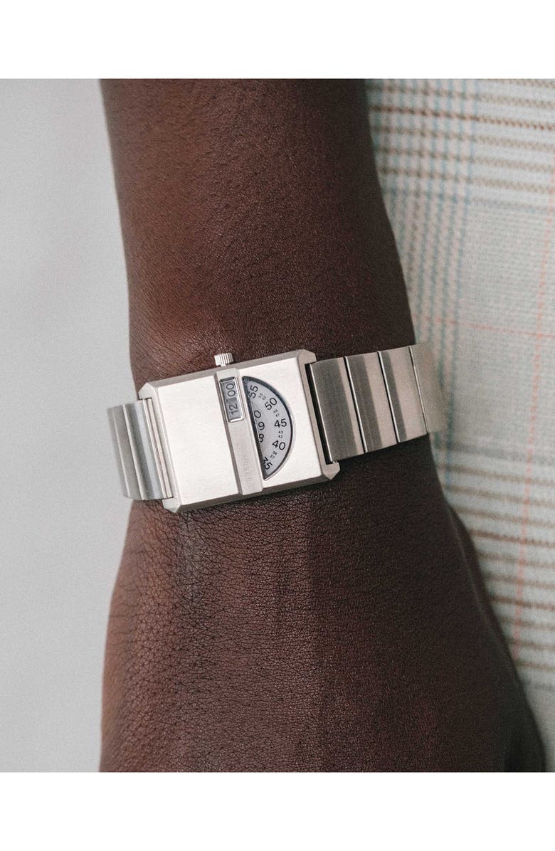 BREDA Pulse Tandem Stainless Steel Bracelet Watch, 26mm, Alternate, color, Silver