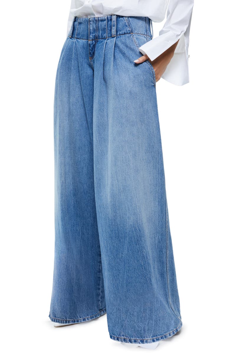 Alice + Olivia Anders Low Waist Double Pleat Wide Leg Jeans, Alternate, color,
