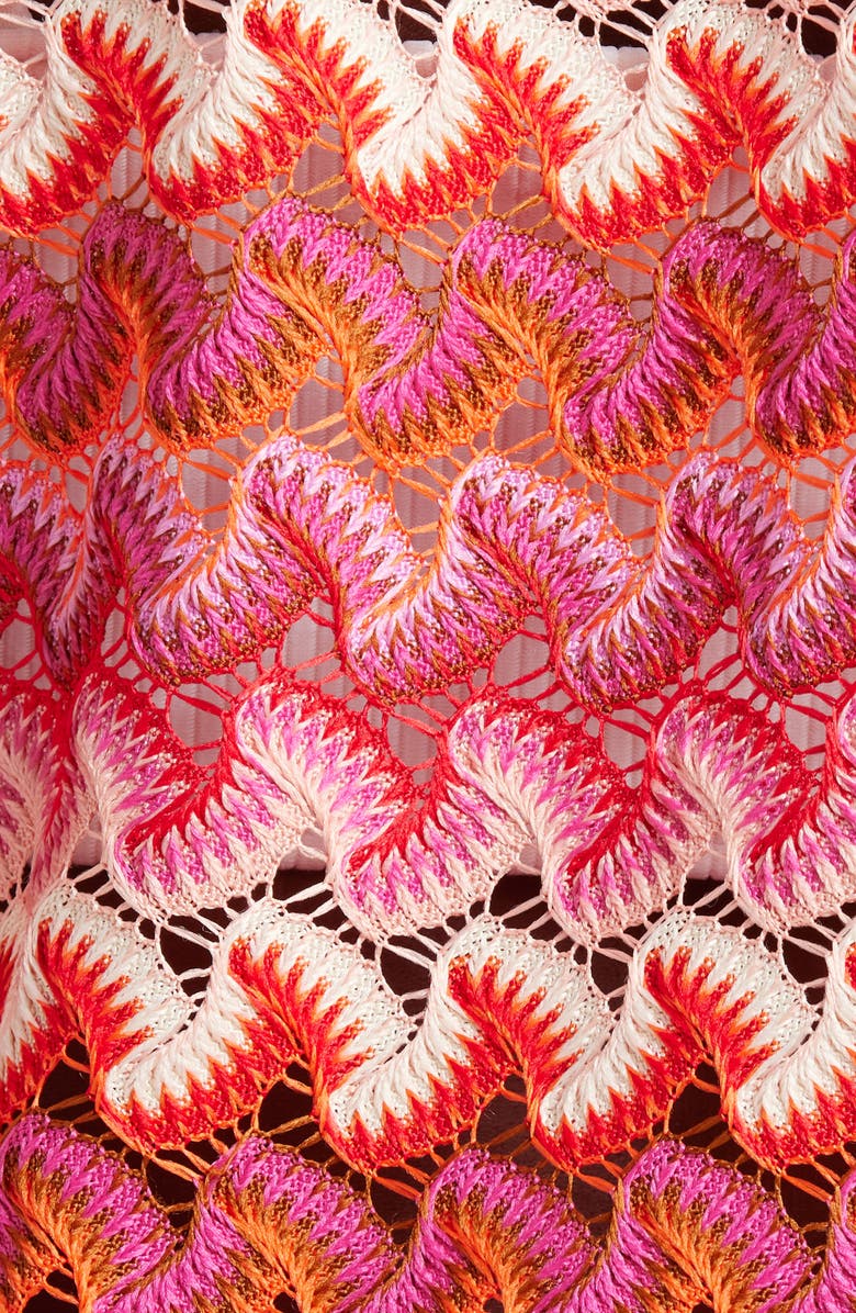 Ramy Brook Carra Crochet Long Sleeve Cover-Up Minidress, Alternate, color, 