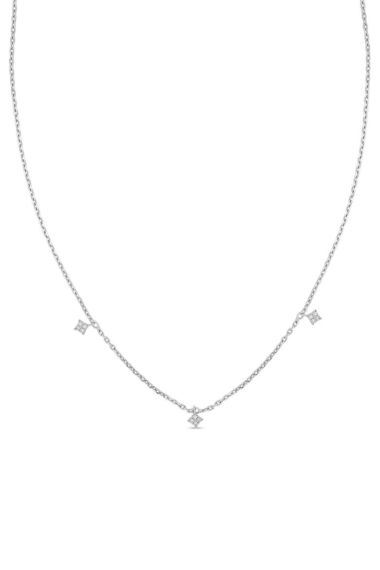 Mika 18K White Gold Diamond Charm Necklace, Main, color, 18K WHITE GOLD