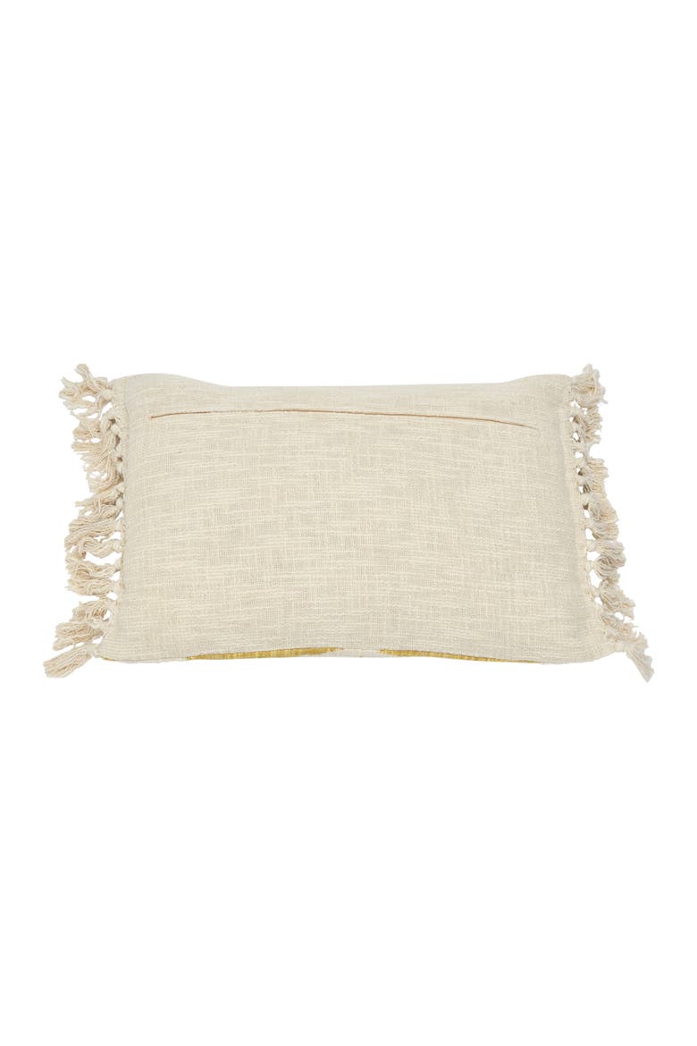 Cotton Slub Lumbar Pillow with Ikat Pattern and Tassels, Alternate, color, Yellow