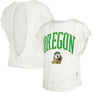 PRESSBOX Women's Pressbox White Oregon Ducks Nelson Movement Open Back Slub T-Shirt