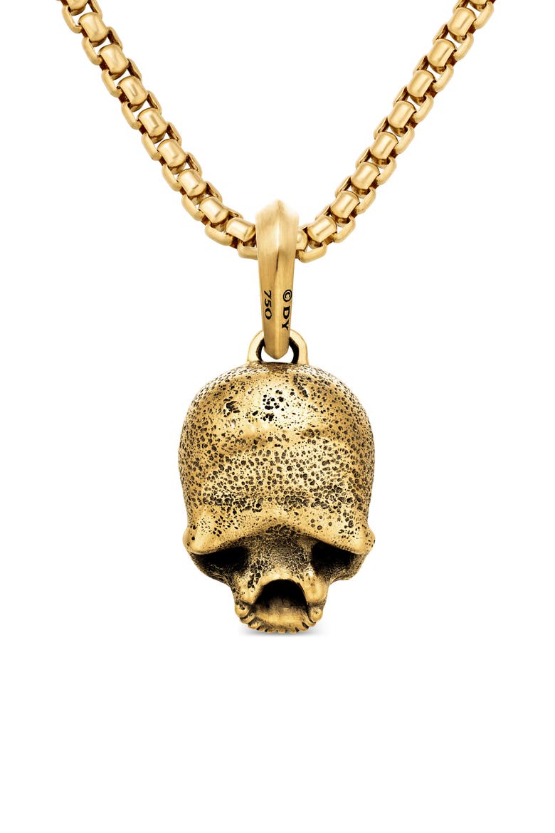 Memento Mori Skull Amulet 18K Yellow Gold with Black Diamonds, Alternate, color, YELLOW GOLD