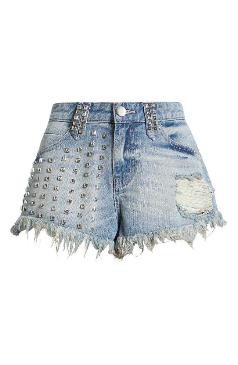 PTCL Amaris Studded Distressed Cutoff Denim Shorts, Alternate, color,