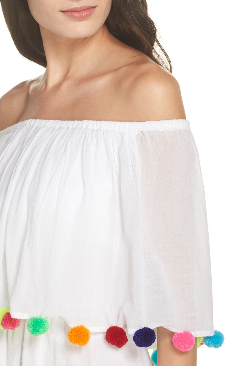 Pitusa Pompom Festival Cover-Up Dress, Alternate, color, 