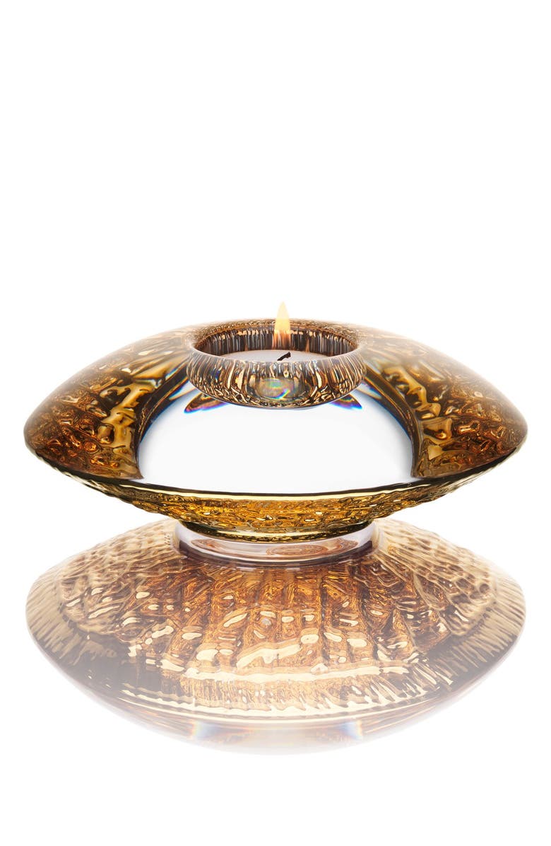 Orrefors Discus Crystal Votive, Main, color, Gold