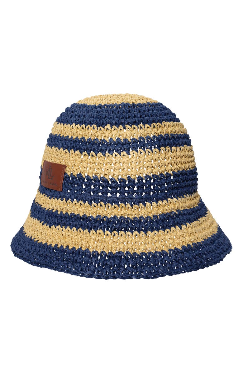 Lauren Ralph Lauren Crochet Straw Bucket Hat, Main, color,