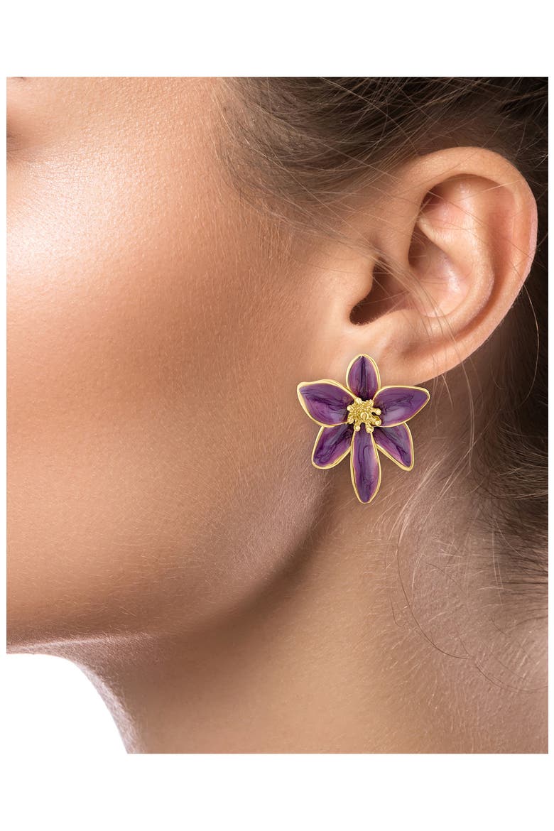 Iris Flower Drop Earrings (Nordstrom Exclusive), Alternate, color, PURPLE/ GOLD