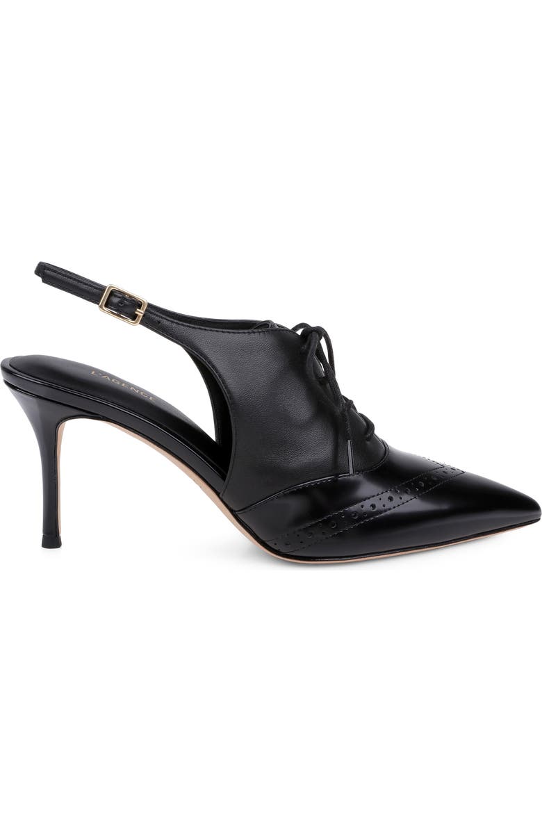 L'AGENCE Shreya Pointed Toe Slingback Pump, Alternate, color, Black Leather