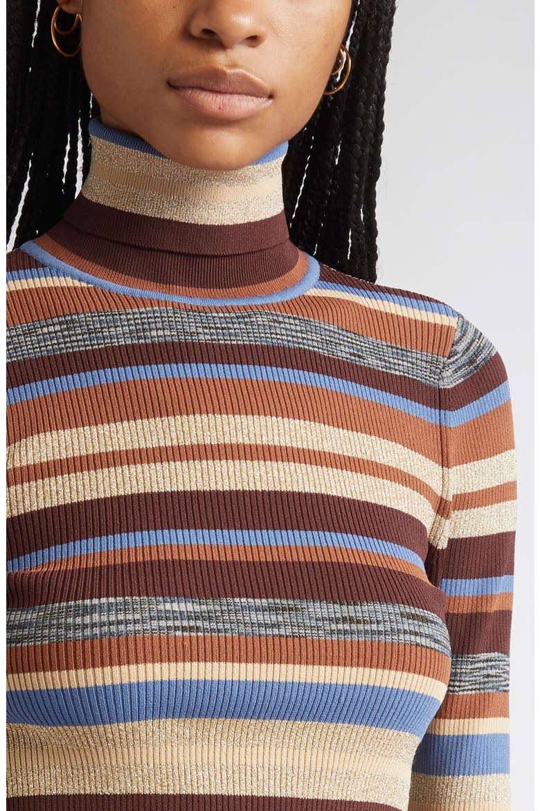 Olene Stripe Turtleneck Sweater, Alternate, color, STONE BLUE/ BROWN MULTI