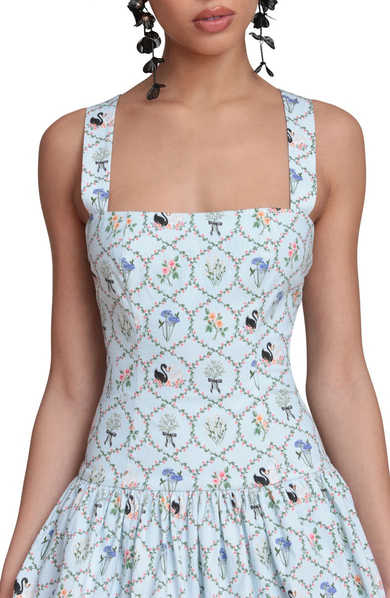 Avec Les Filles Drop Waist Bubble Hem Minidress, Alternate, color, Blue Swan