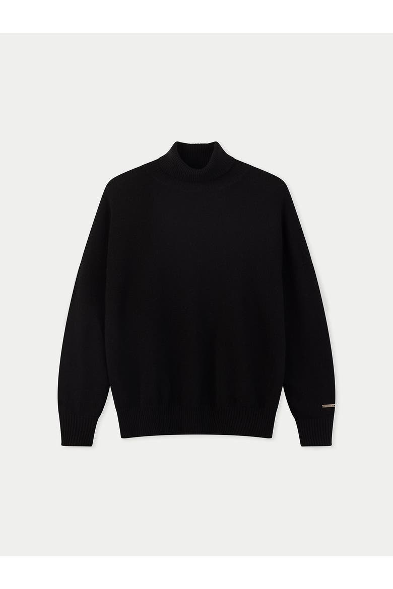 Women T-Neck Cashmere Sweater, Main, color, black