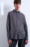 Topman Pinstripe Semisheer Cotton Button-Up Shirt