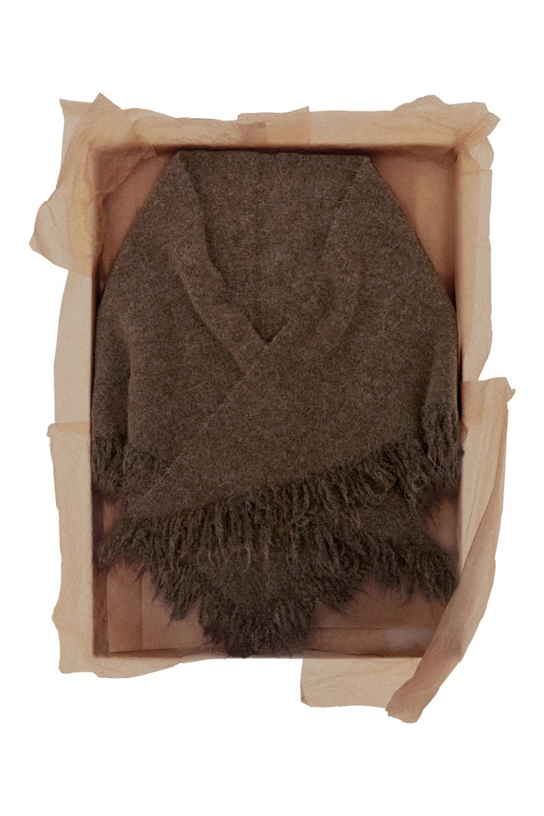 Fringed Shawl, Alternate, color, CHOCOLATE