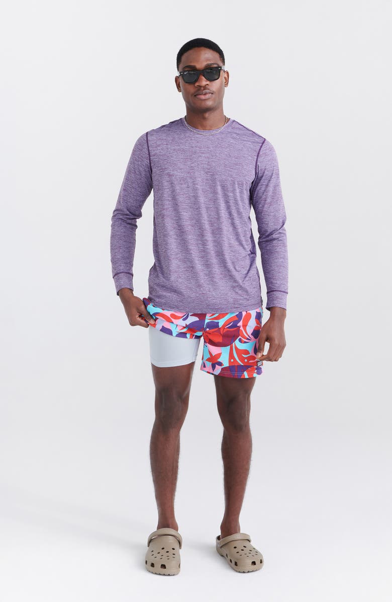 SAXX Floral Print 2N1 Volley Shorts, Alternate, color, Tropical Lens-Multi