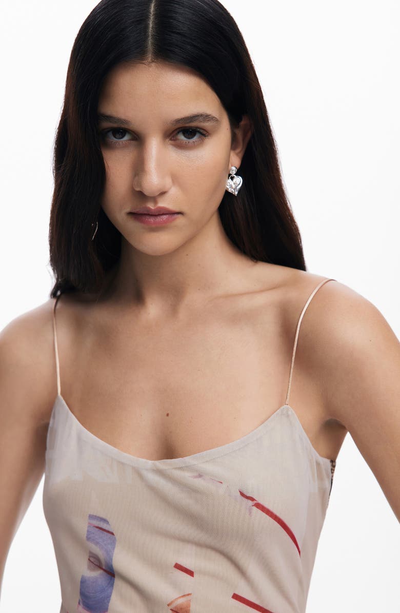 Desigual Print Sleeveless Minidress, Alternate, color, Beige