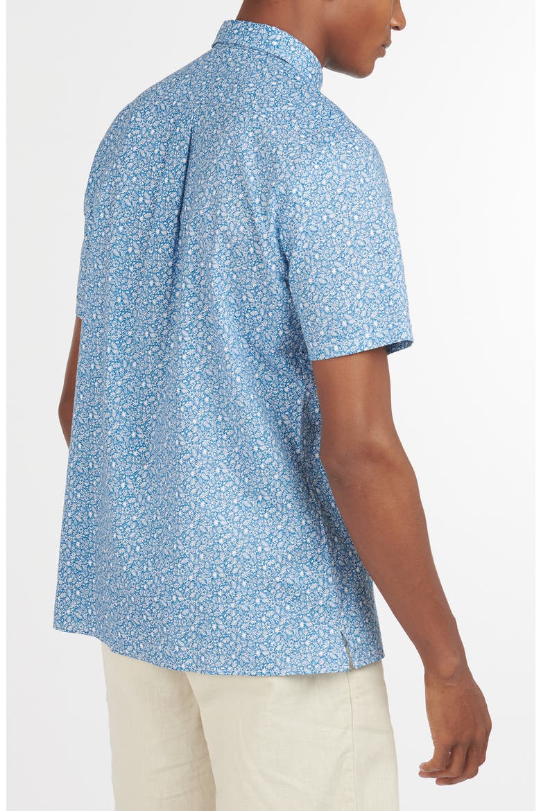 Summer Print Short Sleeve Button-Up Shirt, Alternate, color, BLUE